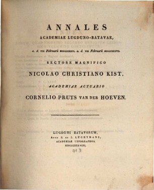 Annales Academiae Lugduno-Batavae. 1836/37 (1838)
