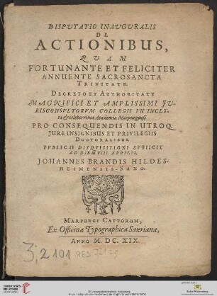 Disputatio Inauguralis De Actionibus