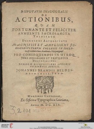 Disputatio Inauguralis De Actionibus