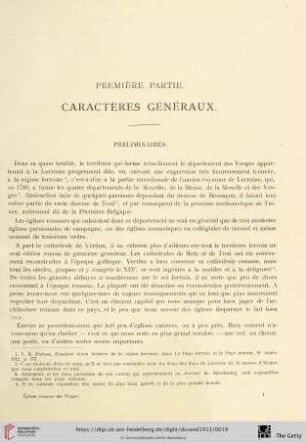 Première partie: Caractères généraux