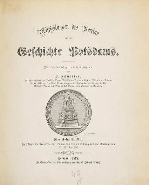Mitteilungen des Vereins für die Geschichte Potsdams. 2. 1878