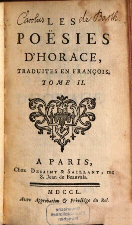 Les Poesies D'Horace. 2