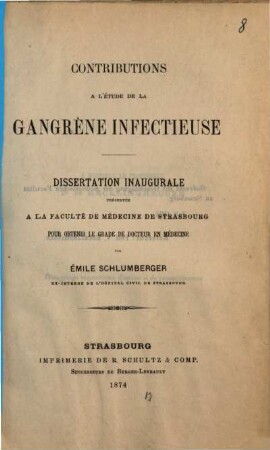 Contributions à l'étude de la gangrène infectieuse : (Inaugural-Dissertation.)