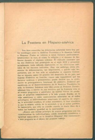La Frontera en Hispano-américa