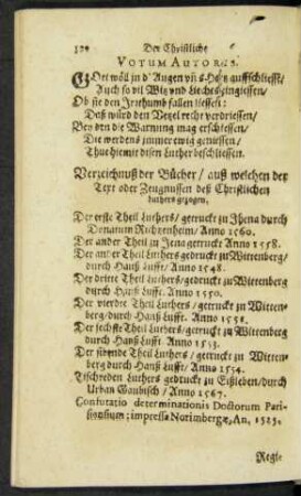 Verzeichnuß der Bücher/ ...