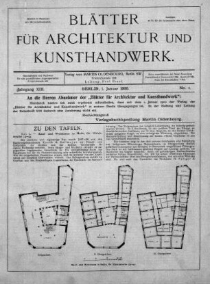 No. 1, 31. Januar 1900