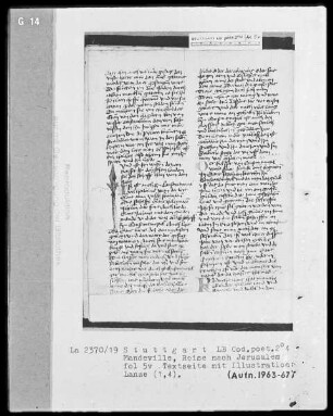 Jean de Mandeville, Reise nach Jerusalem — Lanze, Folio 5verso