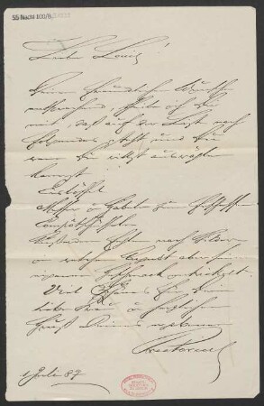 Brief an B. Schott's Söhne : 01.07.1887