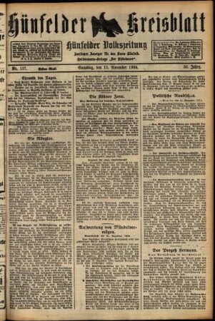Erste Ausgabe vom Samstag, den 15. November 1924.