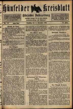Erste Ausgabe vom Samstag, den 15. November 1924.