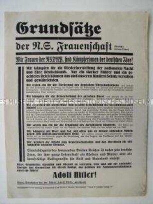Flugblatt der NSDAP mit den Grundsätzen der N.S. Frauenschaft
