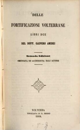 Delle fortificazioni Volterrane libri due
