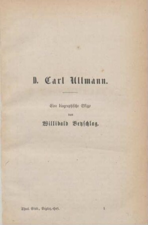 2-110 D. Carl Ullmann : eine biographische Skizze