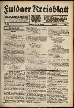 Zweite Ausgabe vom Mittwoch, den 08. März 1916.