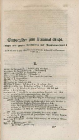 Sachregister zum Criminal-Recht.