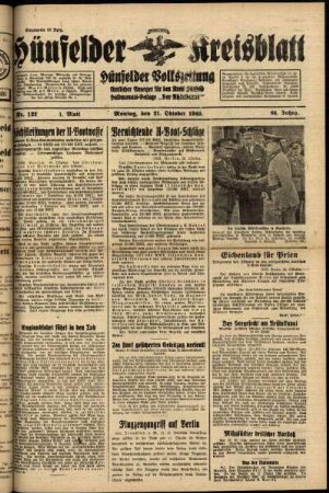 Erste Ausgabe vom Montag, den 21. Oktober 1940.