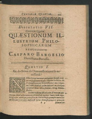 Disputatio VII. ... Respondente Casparo Bargelio