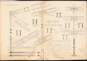 Umbau der Bahnhofsanlagen in A Schinkelwettbewerb 1907: Staatsstraßenüberführung. Details 1: 20, Schemata 1:200