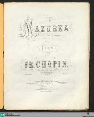 Mazurka (en ut majeur) pour piano : oeuvre posthume