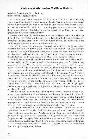 Rede des Abiturienten Matthias Hübner