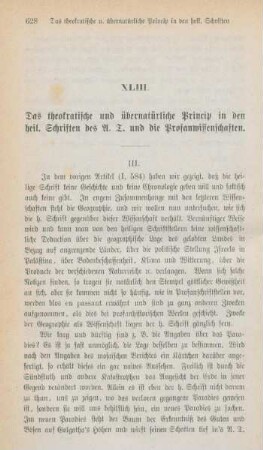 628-646 Das theokratische und übernatürliche Princip in den heiligen Schriften des A.T. und die Profanwissenschaften : III.