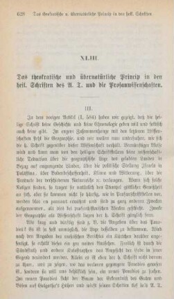 628-646 Das theokratische und übernatürliche Princip in den heiligen Schriften des A.T. und die Profanwissenschaften : III.