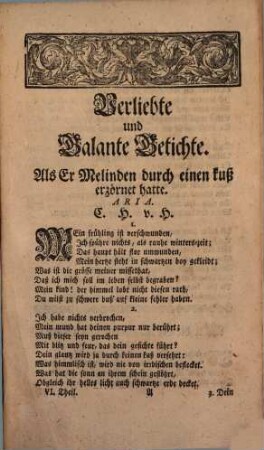 Herrn von Hoffmannswaldau und andrer Deutschen auserlesener und bißher ungedruckter Gedichte ... theil, 6 : nebenst einer Vorrede wider die Schmeichler und Tadler der Poesie