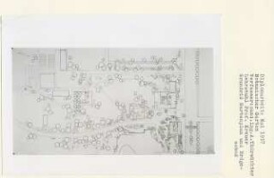 Botanischer Garten, Berlin-Lichterfelde (Diplomarbeit bei Willy Kreuer): Grundriss Gartenplan und Erdgeschoss 1:200