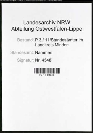 Sterberegister Standesamt Nammen