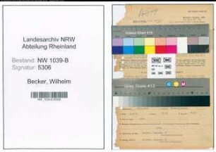 Entnazifizierung Wilhelm Becker , geb. 15.03.1903 (Fabrikleiter)
