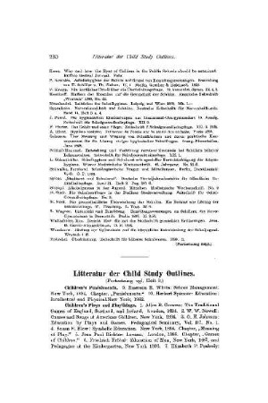 Litteratur der Child Study Outlines
