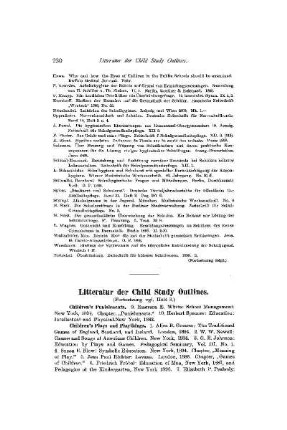 Litteratur der Child Study Outlines