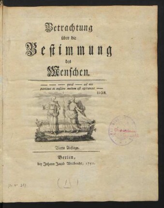 Betrachtung über die Bestimmung des Menschen