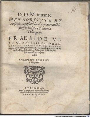 Propositiones, ex materia L. Si quis arbitratu 42. D. de verb. oblig. deductas
