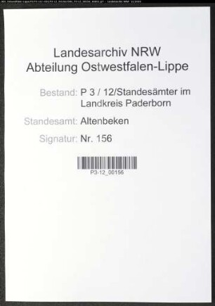 Sterberegister Standesamt Altenbeken