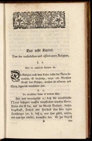 1. Kapitel. Von der natürlichen und offenbarten Religion