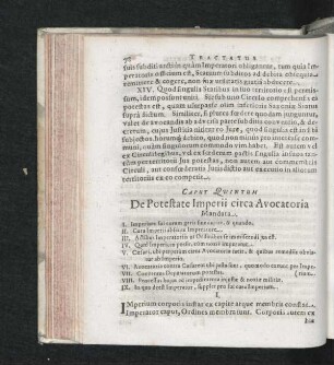 Caput Quintum. De Potestate Imperii circa Avocatoria Mandata.