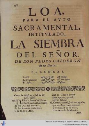Loa para el Auto Sacramental La Siembra del Señor.