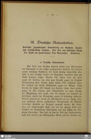 III. Deutsche Kolonisation