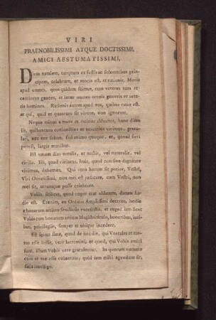 Viri praenobilissimi atque doctissimi, amici aestumatissimi,