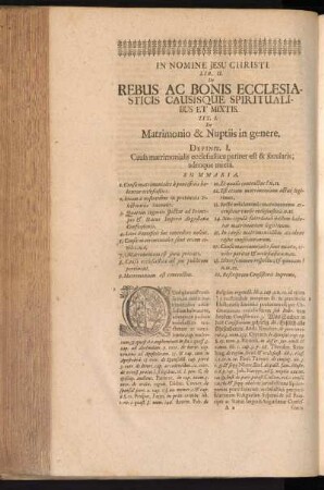 Lib. II. De Rebus Ac Bonis Ecclesiasticis Causisque Spiritualibus Et Mixtis