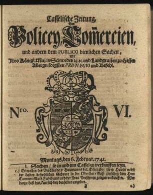 Nro. VI, Montags, den 6. Februar 1741