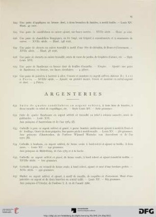 Argenteries (Nr. 631-655)