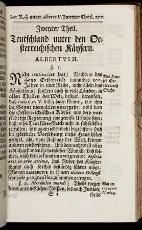 Zweyter Theil. Teutschland unter den Oesterreichischen Käysern.