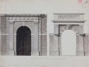 Portal mit kannelierten Pilastern - Gartenportal