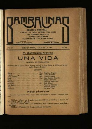 Una vida : comedia en tres actos