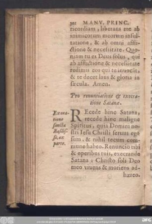 Pro renuntiatione & execratione Satanae.