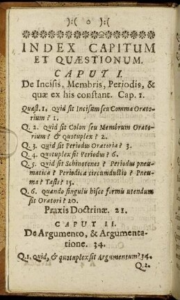Index Capitum Et Quæstionum.