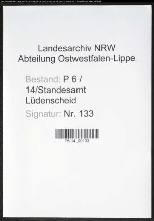 Heiratsregister Standesamt Lüdenscheid