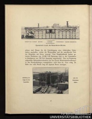 15. Querschnitt durch die Kaiserdamm-Brücke. Aufstellung der Träger für die Tunnelröhre unter der Kaiserdamm-Brücke.